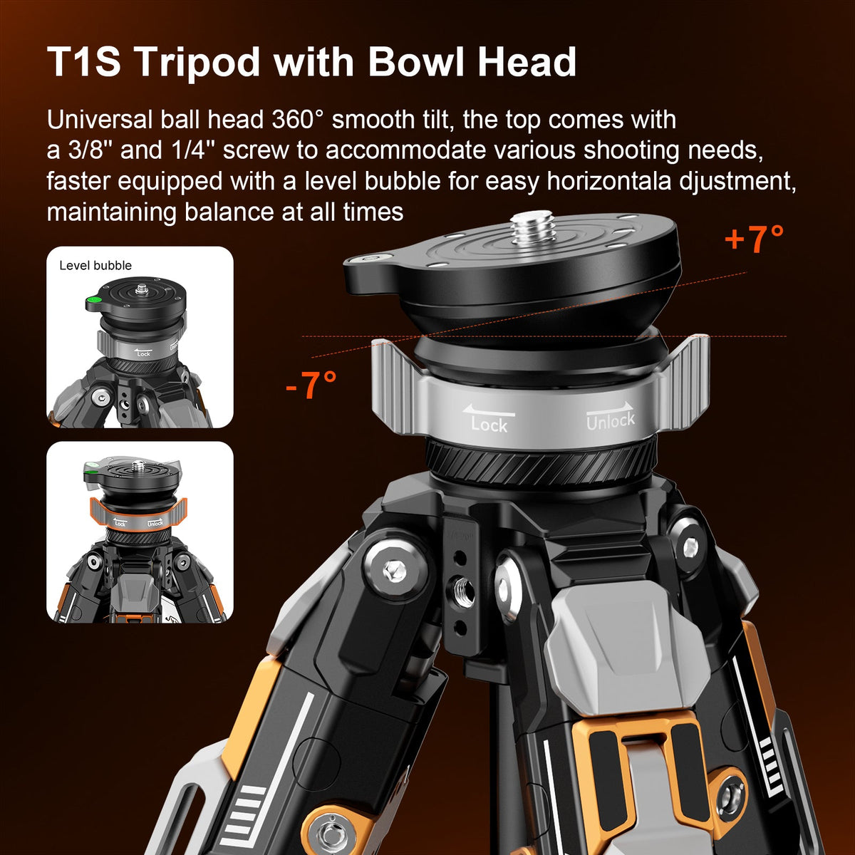 COMAN T1S Snap-Open Carbon Fiber Video Tripod 164.6cm