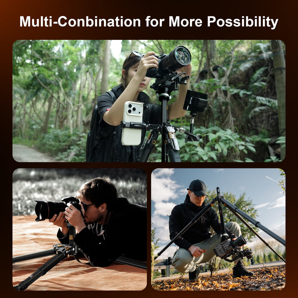 COMAN T1S Snap-Open Carbon Fiber Video Tripod 164.6cm